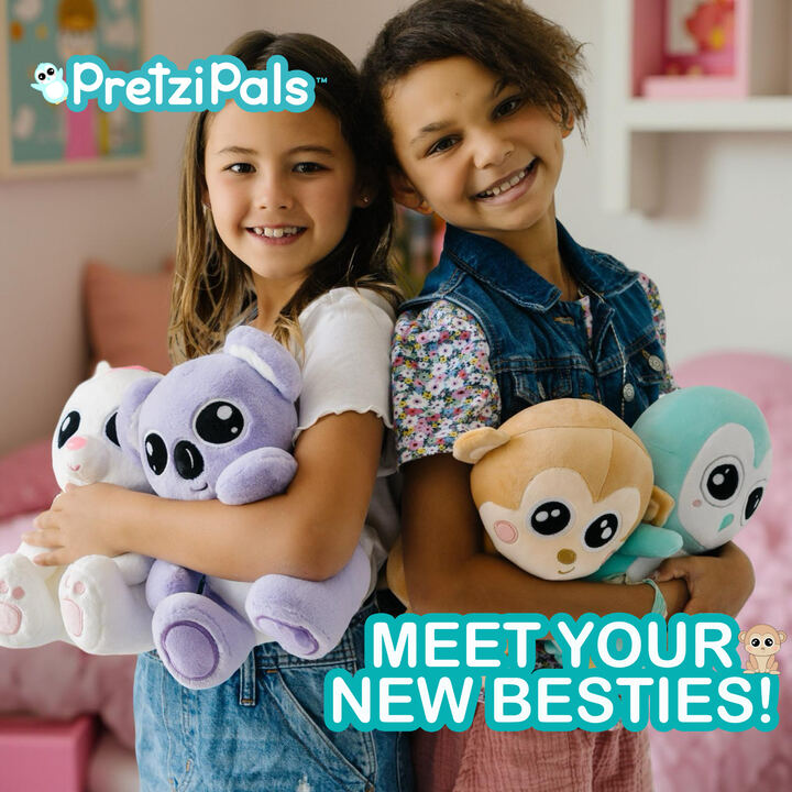 Two girls holding their PretziPals — meet your new besties